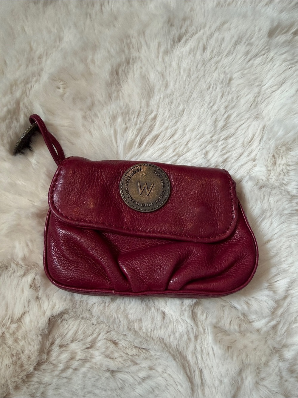 Leather Wristlet Clutch in Deep Wine Red